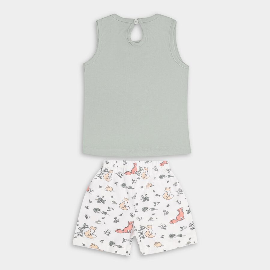 Infant Girls' 100% Cotton Short Set , हल्का हरा, large image number null