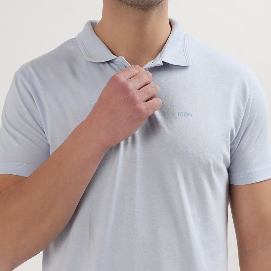Men's Collared Half Sleeves T-Shirt, Light Blue, large