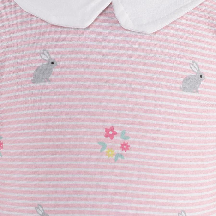 Infants Soft Baby Pink Cotton Peter Pan Collar Casual T-Shirt, Pink, large image number null