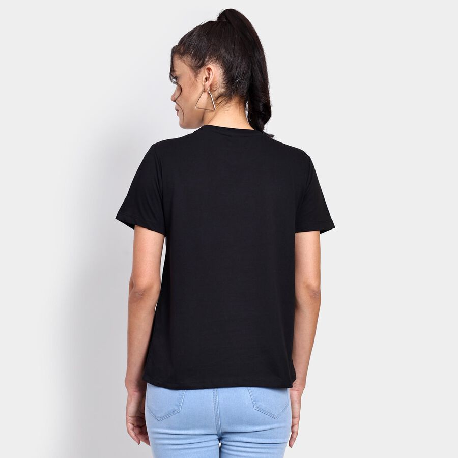 Ladies' Round Neck T-Shirt , काला, large image number null
