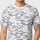 Men's White Cotton Round Neck Abstract Regular T-Shirt, सफ़ेद, small