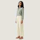 Women's Wide-Leg Solid Palazzos, Ecru Melange, small