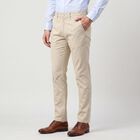 Men's Beige Slim Fit Textured Chino Trousers, गहरा पीला, small