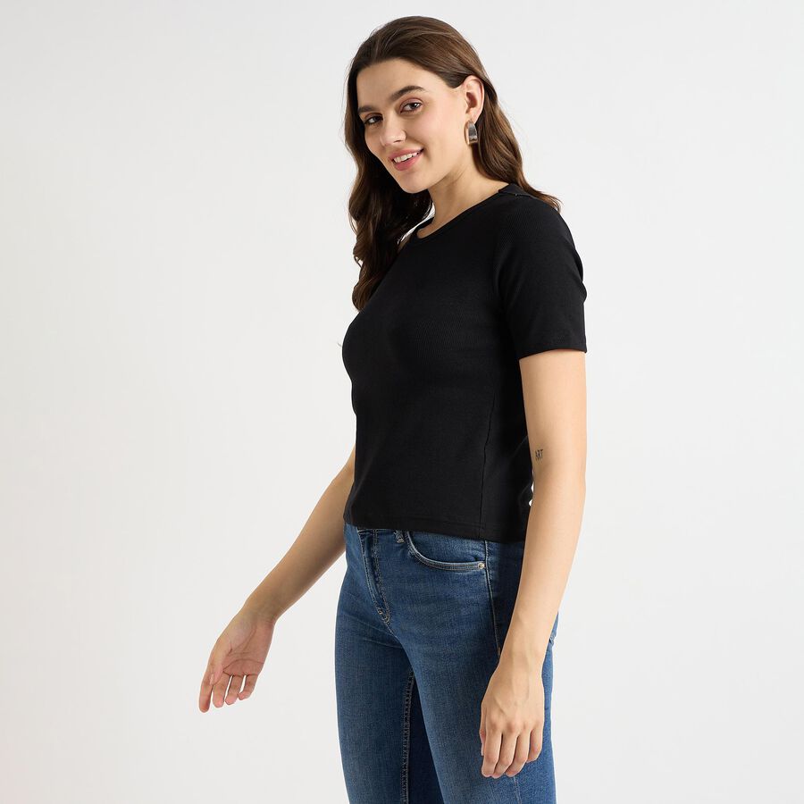 Ladies' Round Neck T-Shirt, Black, large image number null