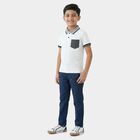Boys White Cotton Round Neck Casual Half Sleeve T-Shirt, White, small
