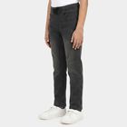 Boys' Dark Grey Straight Fit Drawstring Waist Jeans, गहरा ग्रे, small