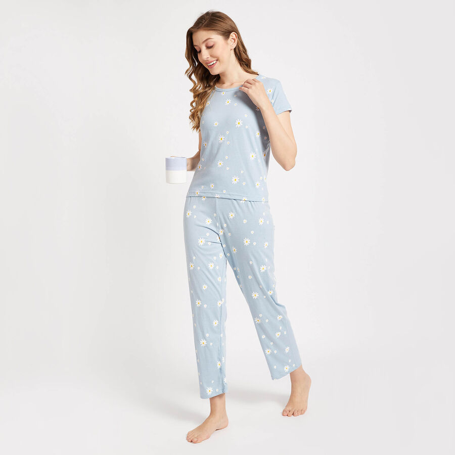 All Over Print Night Suit, हल्का नीला, large image number null