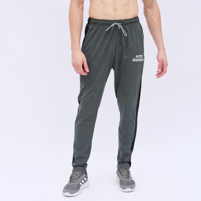 Men's Charcoal Grey Slim Fit Side-Striped Track Pants