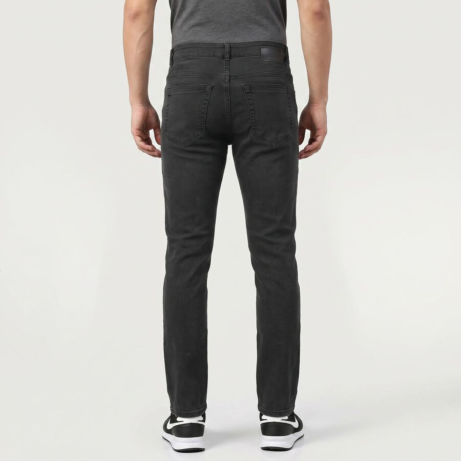 Men's Dark Grey Slim Fit Washed Jeans, गहरा ग्रे, large