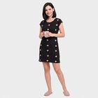 Women's Black Round Neck T-Shirt Style Nighty, Black, small
