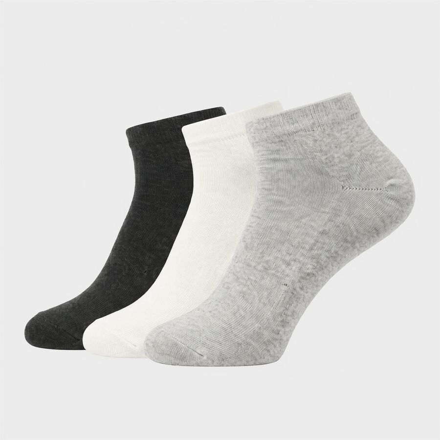 Men's Ankle Length Pack of 3 Socks ( Grey, White, Black ), मिश्रित हल्का ग्रे, large