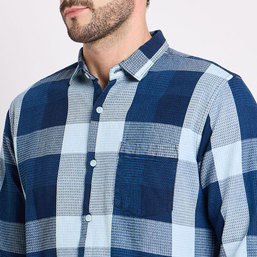 Men's 100% Cotton Casual Shirt, Navy Blue, large image number null