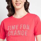 Cotton Round Neck T-Shirt, Coral, small image number null