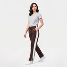 Women's Brown Straight Fit Side-Striped Track Pants, Brown, small