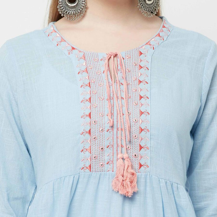 Cotton Flared Kurta, Light Blue, large image number null