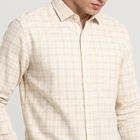 Men's Yellow Cotton Long Sleeve Spread Collar Shirt, Yellow, small