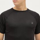 Men's Black Crew Neck Athleisure T-Shirt, काला, small