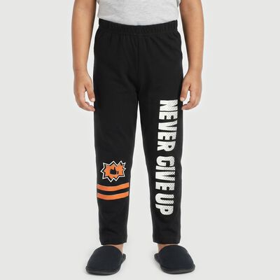Boys' Black Straight Fit Graphic Printed Pyjama