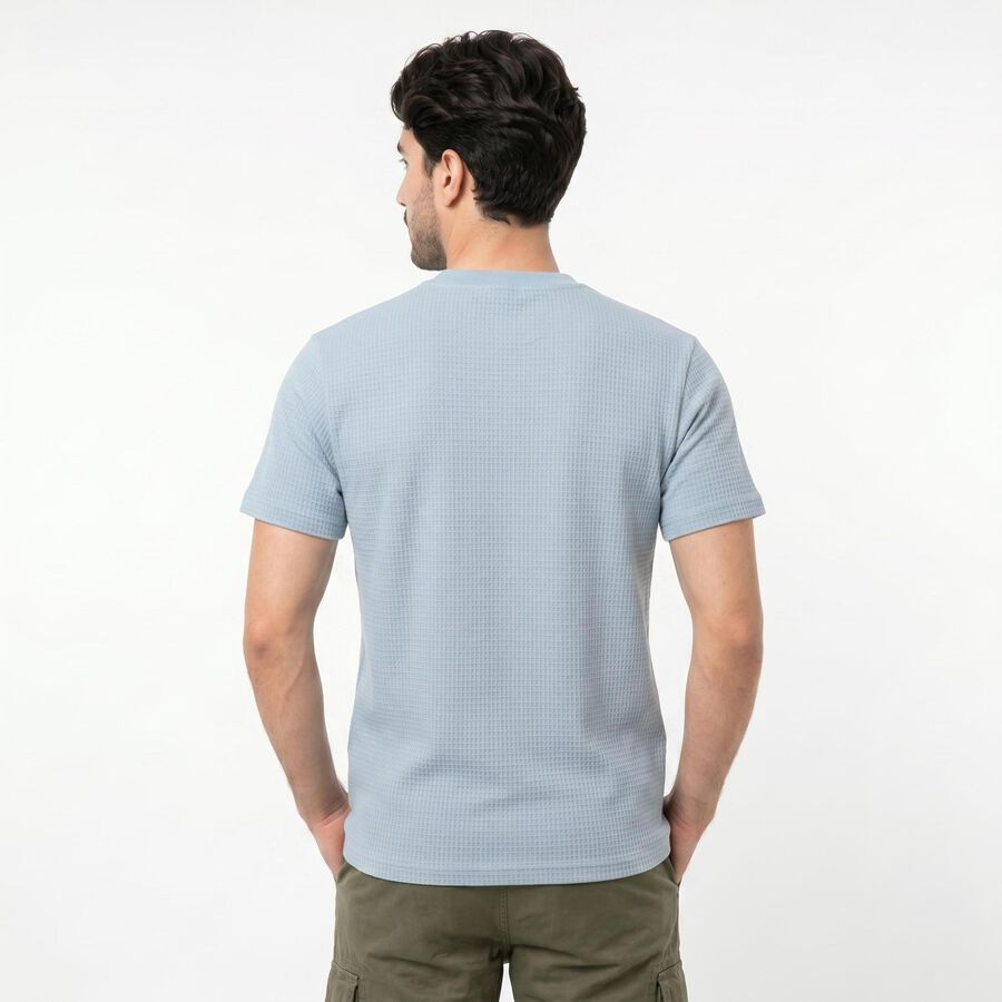 Men's Light Blue Cotton Round Neck Regular T-Shirt, Light Blue, large
