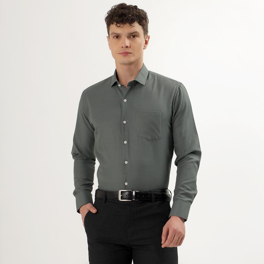 Men's Dark Green Cut Away Collar Slim Fit Formal Shirt, Dark Green, large image number null