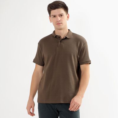 Men's Deep Brown Polo Neck T-Shirt
