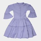 Girls' Purple Round Neck Tiered Dress, Purple, small