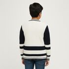 Boys Off White and Navy V-Neck Casual Pullover, ऑफ व्हाइट, small image number null