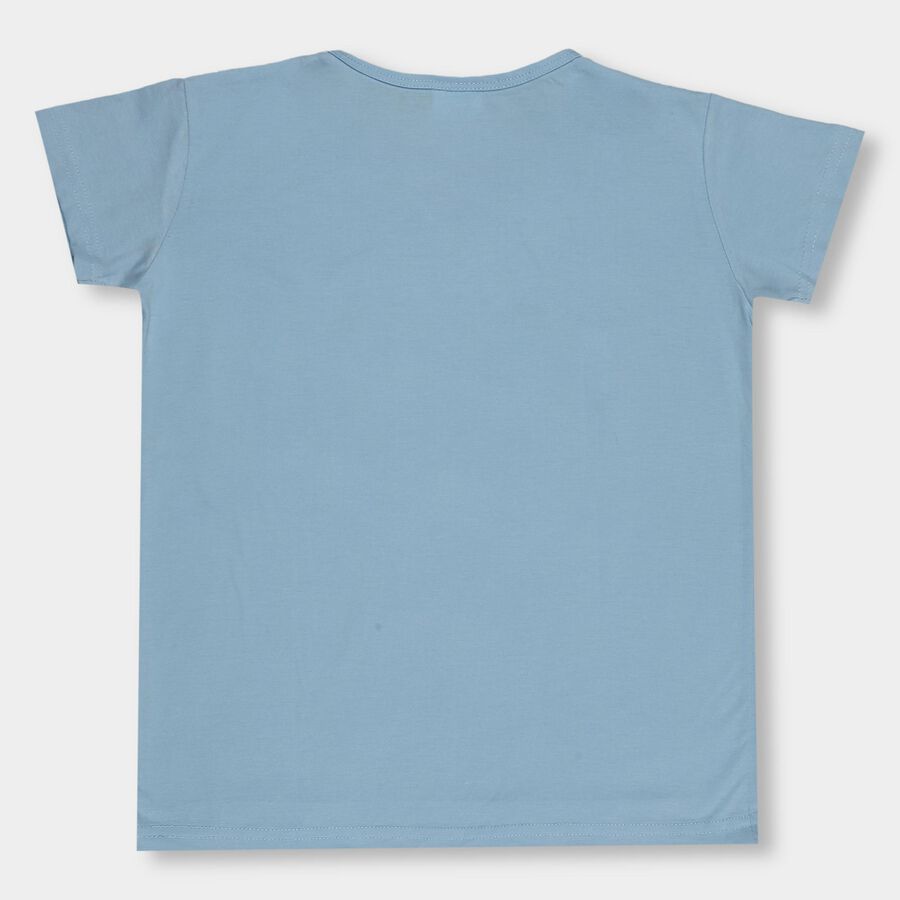 Girls Light Powder Blue Cotton Round Neck Casual T-Shirt, हल्का नीला, large image number null
