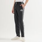 Men's Charcoal Black Regular Fit Side-Striped Track Pants, Dark Grey, small image number null
