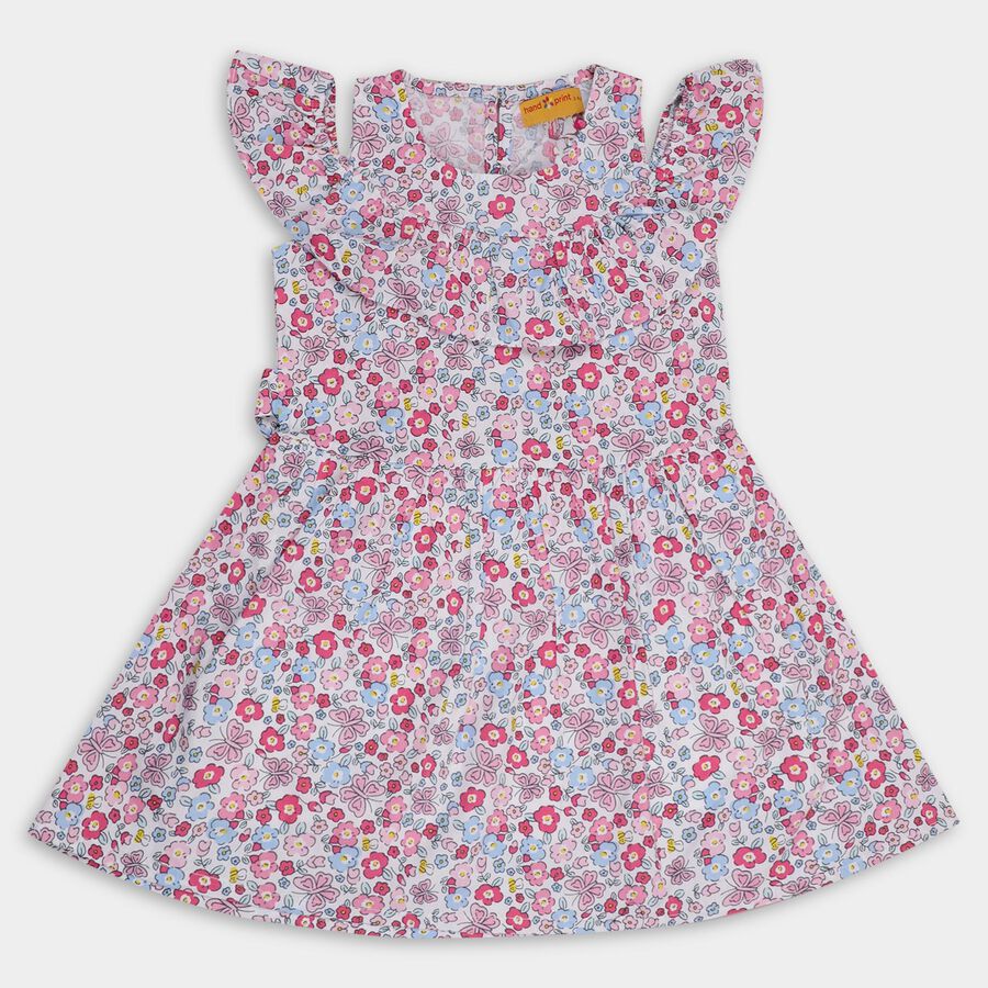 Girls' 100% Cotton Frock , ऑफ व्हाइट, large image number null