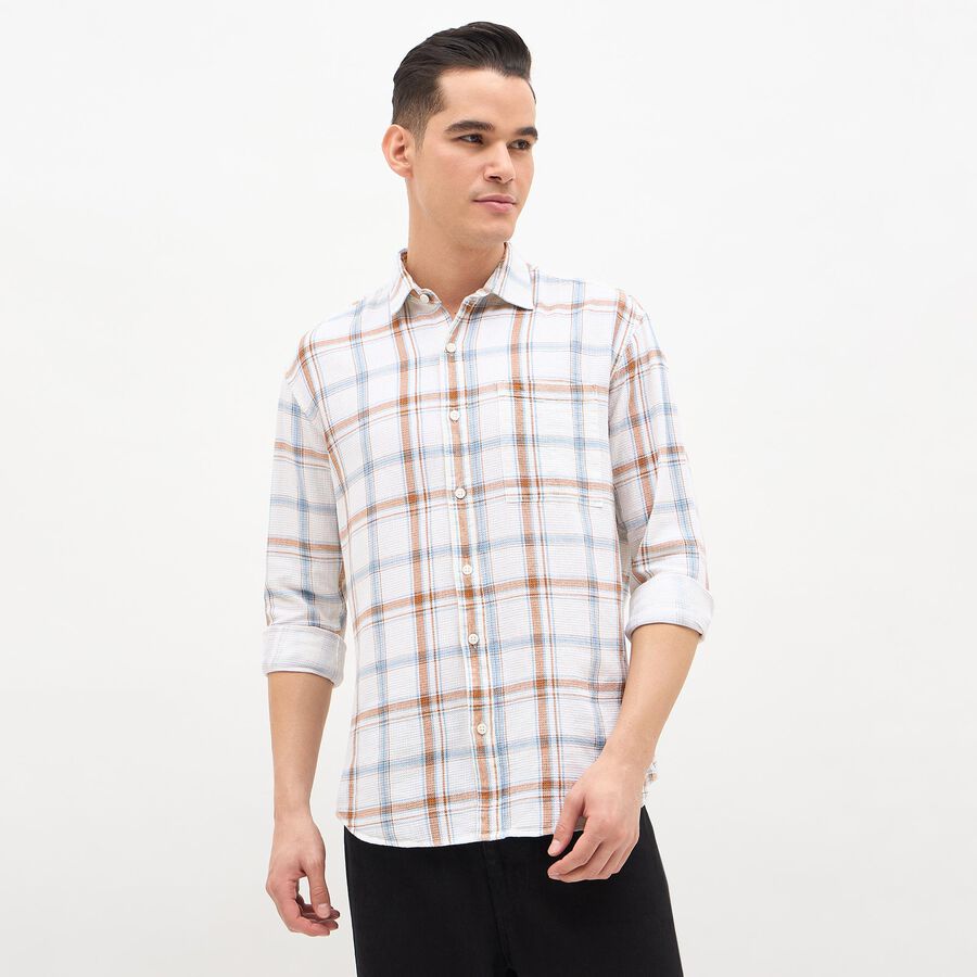 Men's Muted Beige Cotton Spread Collar Casual Shirt, गहरा पीला, large image number null