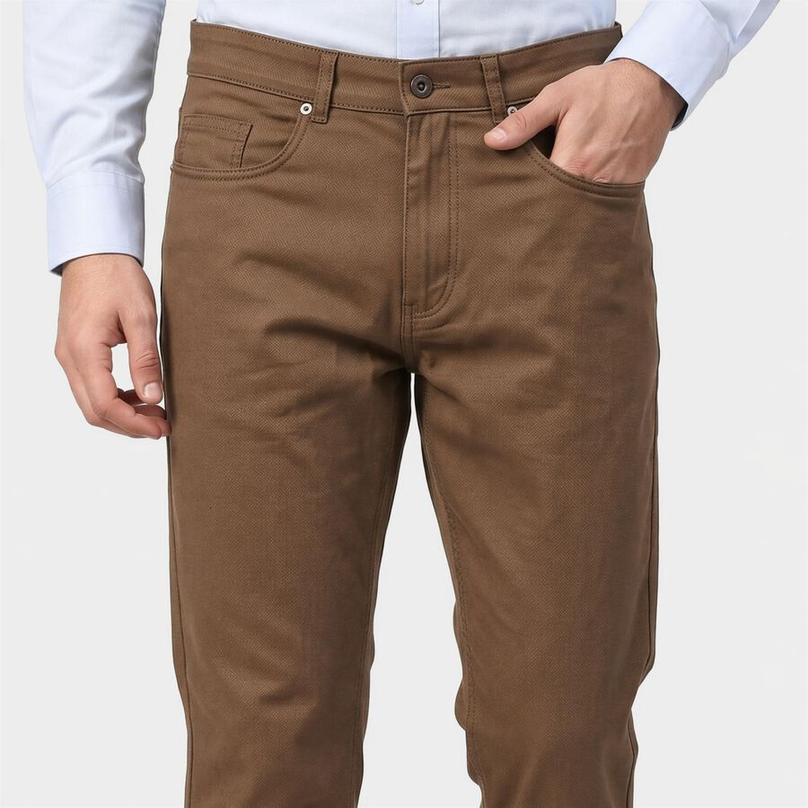 Men's Khaki Flat-Front Chino Trousers, खाकी, large