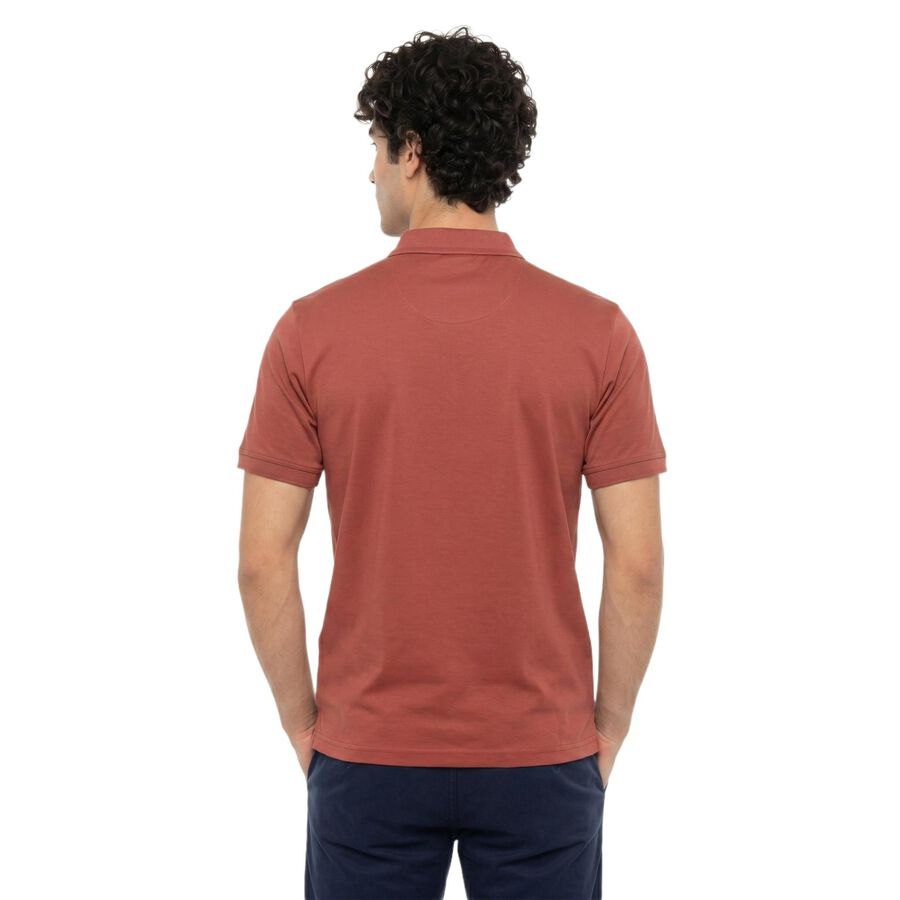 Men's Coral Cotton Polo Neck Solid Polo T-Shirt, Coral, large
