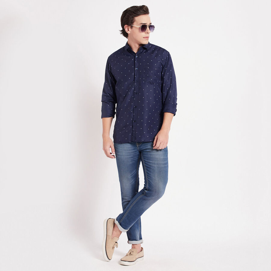 Printed Casual Shirt, Navy Blue, large image number null