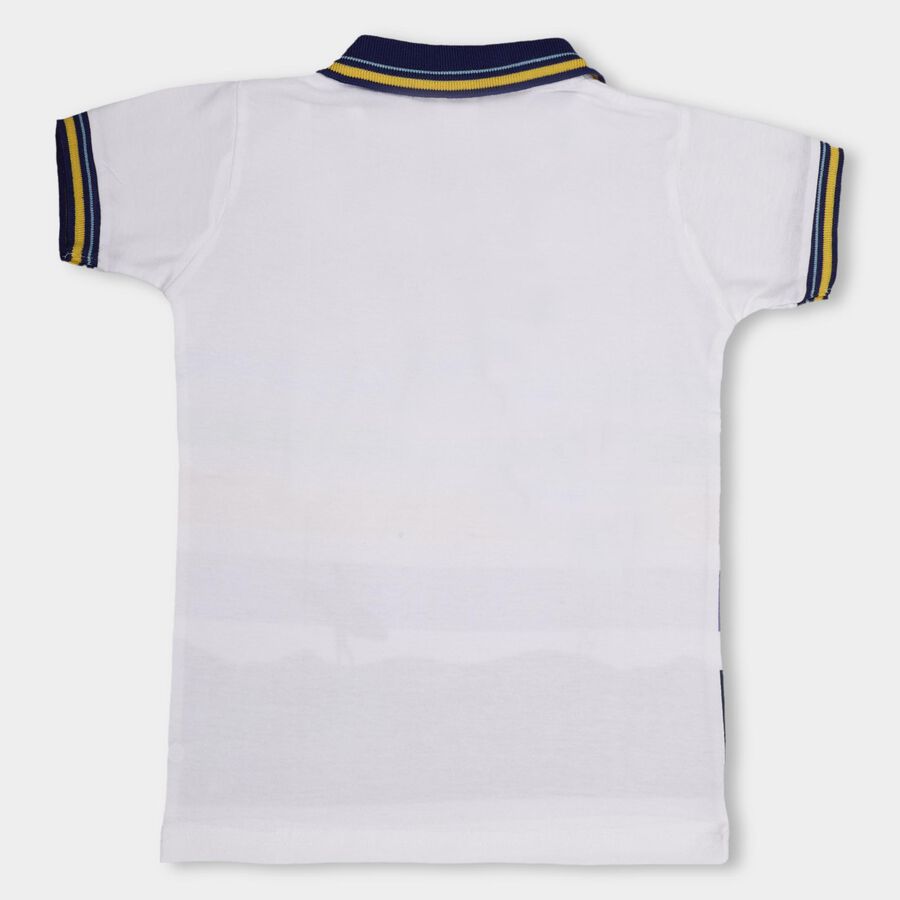 Boys' 100% Cotton Half Sleeves T-Shirt, Off White, large image number null