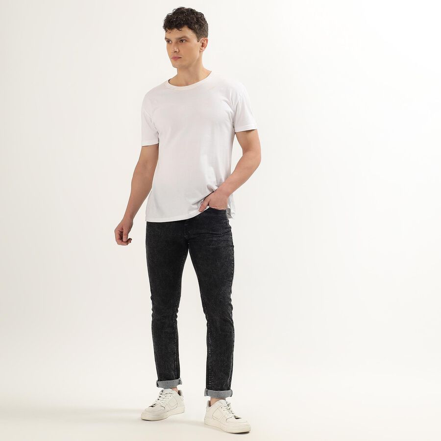 Men's Washed Black Skinny Fit Five-Pocket Jeans, Black, large image number null