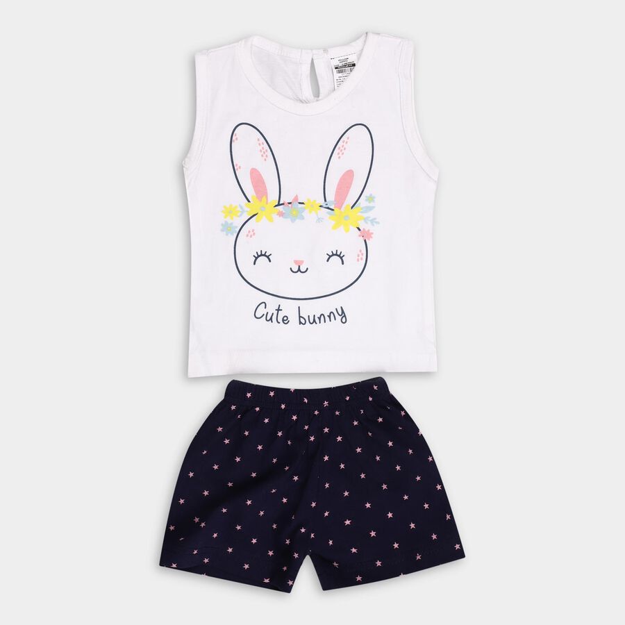Infant Girl's Cotton Short Set, Navy Blue, large image number null
