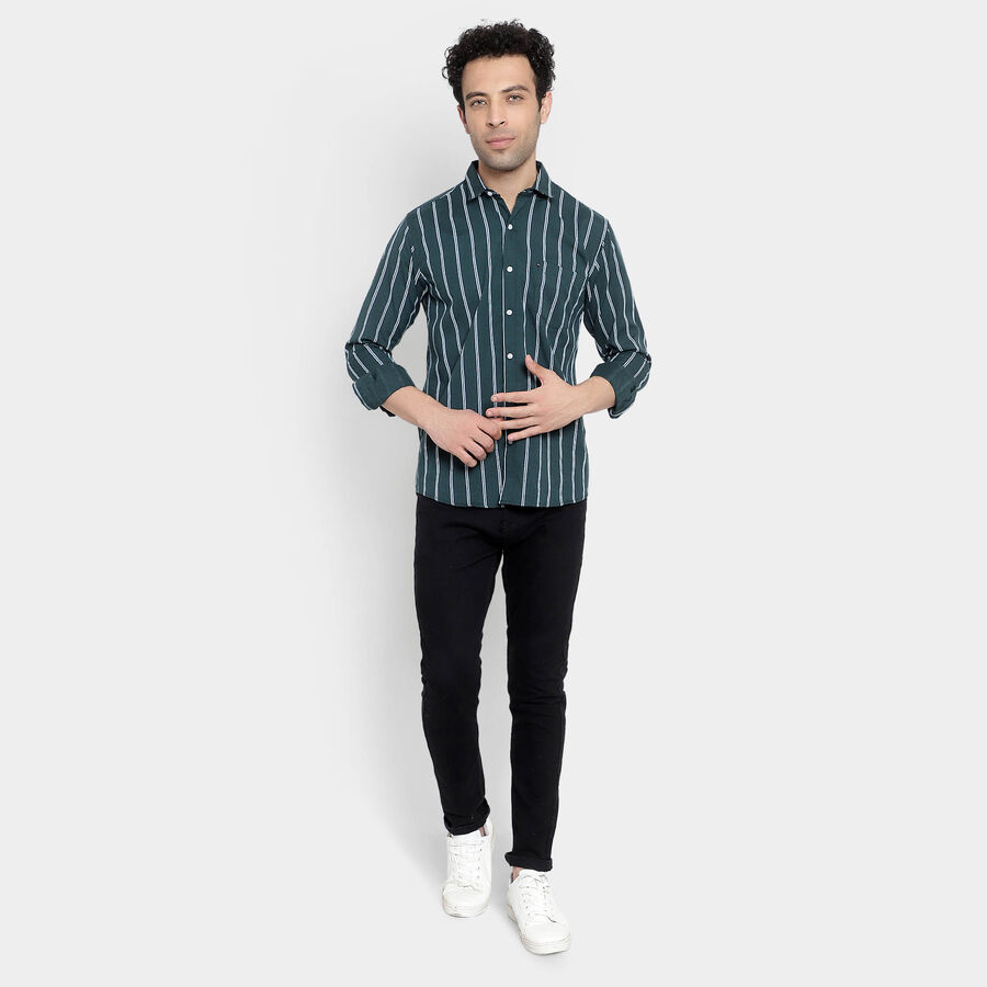 Stripes Casual Shirt, Dark Green, large image number null
