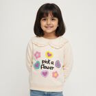 Girls Light Beige Crew Neck Casual Sweatshirt, Beige, small image number null
