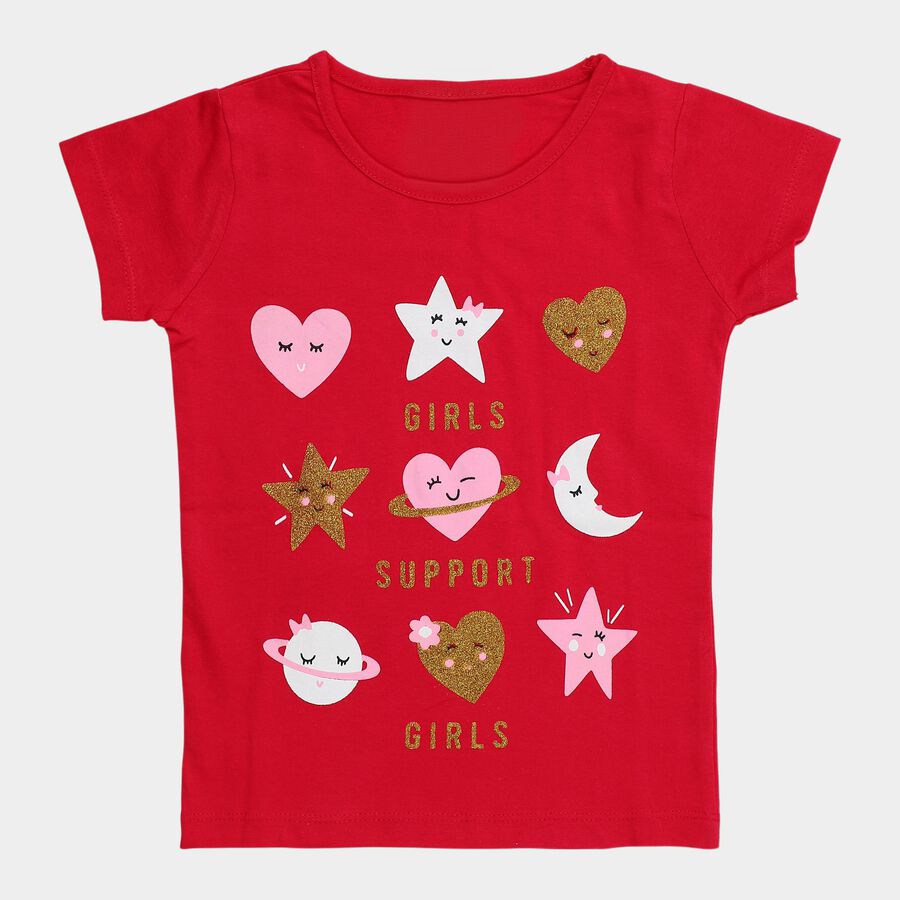 Girls' T-Shirt, रानी (फ्यूशिया), large