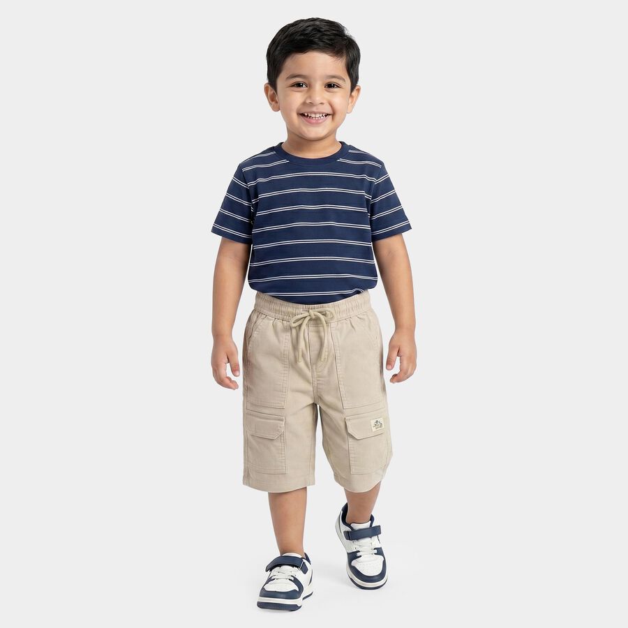 Boys' Cream Regular Fit Cargo Jamaican Shorts, Off White, large