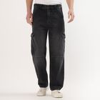 Men's Black Regular Fit 100% Cotton Jeans, काला, small