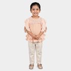 Girls Peach Round Neck Regular T-Shirt, Peach, small