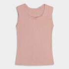 Girls' Soft Peach Cotton Round Neck Casual Vest, पीच, small image number null