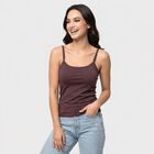 Women's Purple Cotton Scoop Neck Camisole Slip, Purple, small