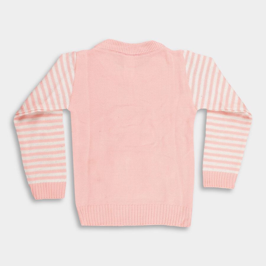 Girls Light Pink Crew Neck Casual Pullover, Light Pink, large image number null