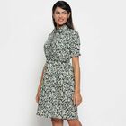 All Over Print Knee Length Dress, Dark Green, small image number null