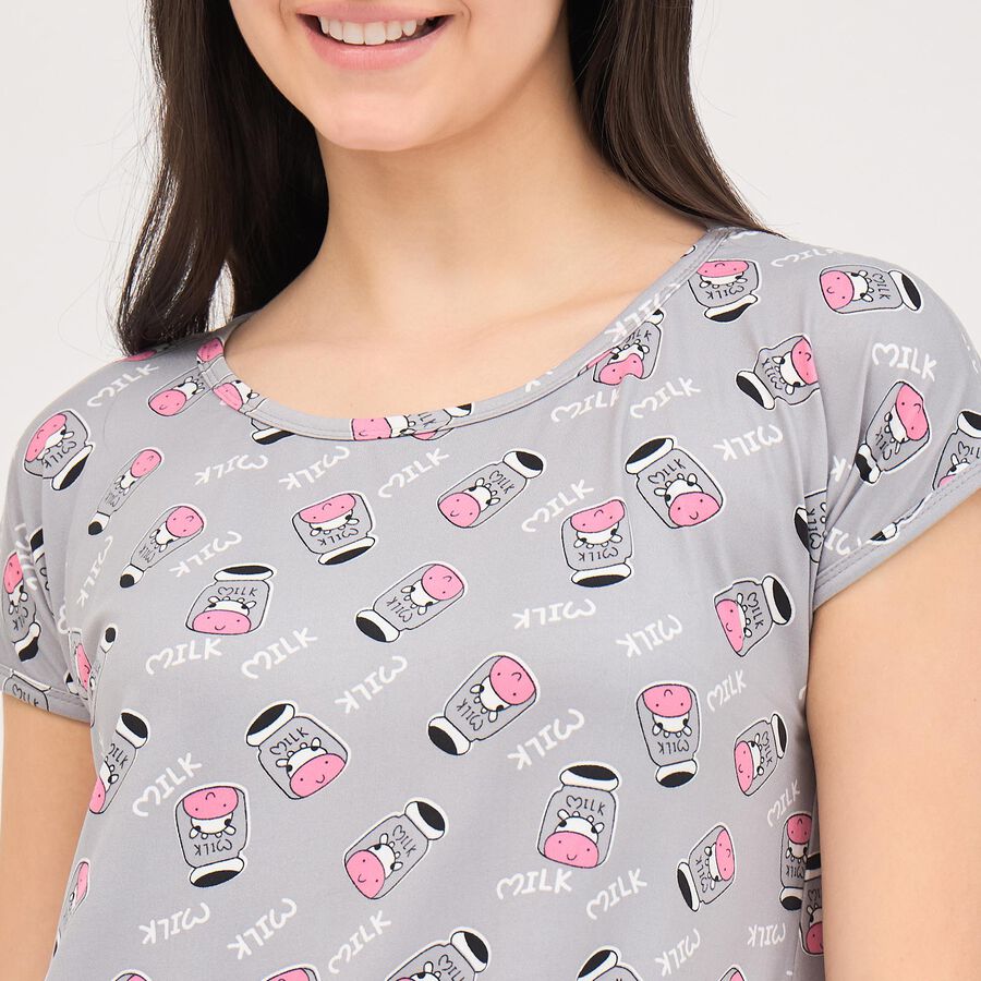 Ladies' Knee Length Nighty, Light Grey, large image number null