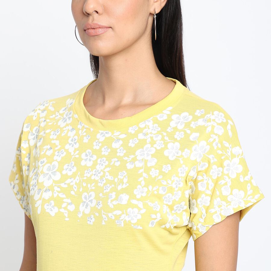 Soild Round Neck T-Shirt, Yellow, large image number null
