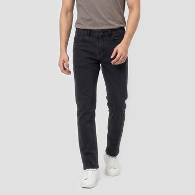 Men's Dark Grey Slim Fit Washed Jeans